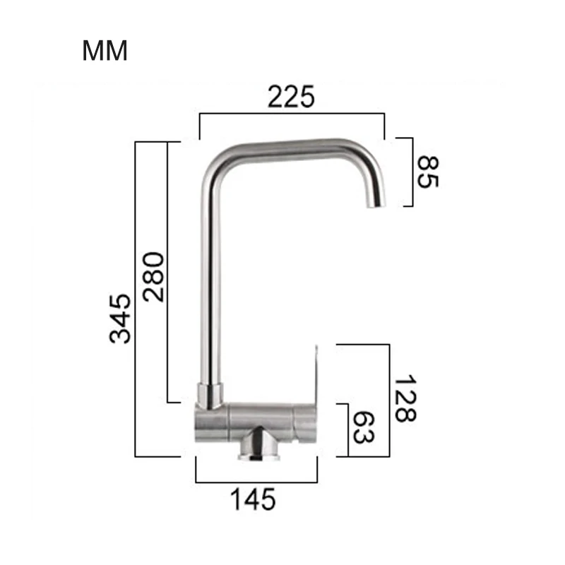 Кухонный кран 304 из нержавеющей стали с одной ручкой для горячей и холодной воды