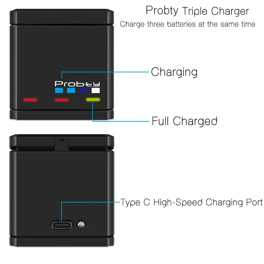 Оригинальные аккумуляторы probty для GoPro Hero 7 hero 6 5 черные и тройное зарядное