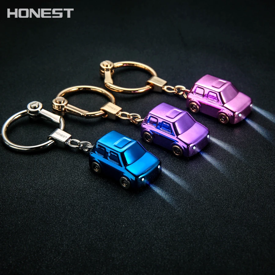 

Brand HONEST Keychains LED Function Men Women Key Chain Car Key Holder Ring Jewelry Couples Boutique Gift Bag Pendant