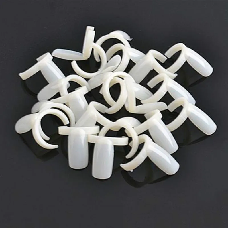 Shellhard 50pcs DIY Plastic Nail Display Ring Style Nail Tips Display Nail Polish UV Gel  Practice Training Manicure Tool