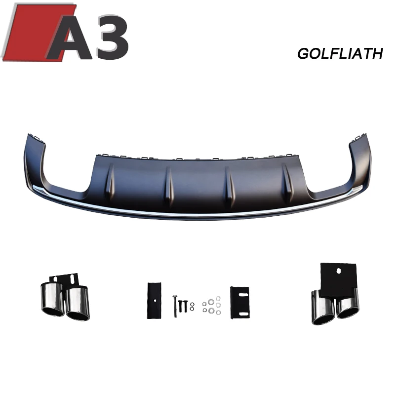 GOLFLIATH для A3 8 V задний диффузор S3 Стиль PP спойлер задней крышки с 4 Выпускной советы Подходит для Audi A3 4-дверный седан 2012