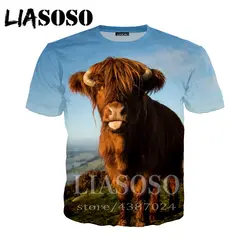 LIASOSO Для женщин футболки Аниме уличная homme Объёмный рисунок (3D-принт) веселое Harajuku корова 2019 новые модные мужские футболка/толстовки/Блуза E214