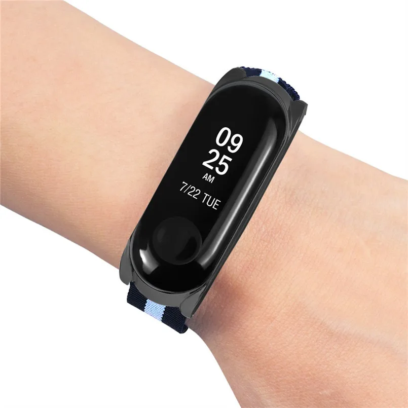 Fashio Navy Nylon Wristband Canvas Sport Strap Watch Band Replacemen For Xiaomi Mi Band 3 Watch band Size 25x1.95x0.54cm 40MR1416