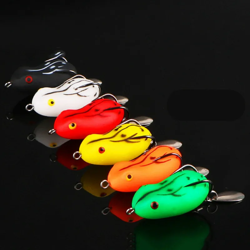 

6PC Soft Frog Lures For Black Fish Fishing Lure Double Hooks 7.2g Ray Frog Green Yellow Artificial Soft Bait Fishing Tackle