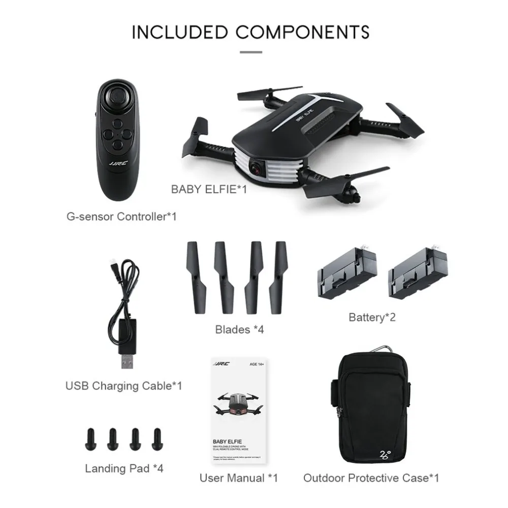 

JJR/C H37 Mini BABY ELFIE Drone 2.4G 4CH 6-Axis Wi-Fi FPV Foldable RC Quadcopter With 2 Batteries 720P Camera Altitude Hold