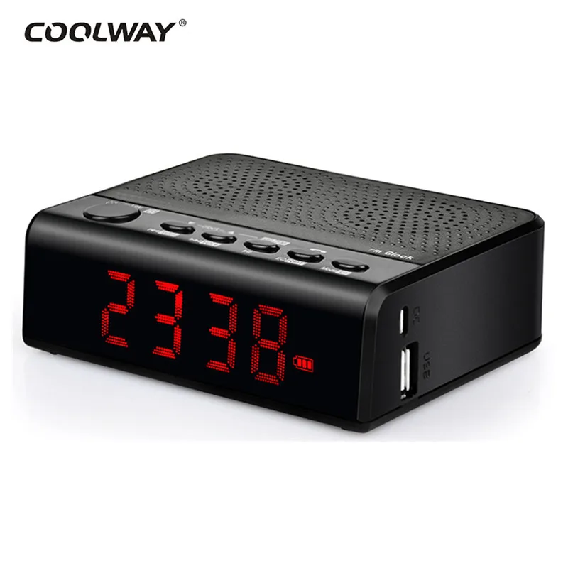 

Portable Wireless Bluetooth Speaker with Mic Hands-free Call Alarm Clocks Support TF Card FM Radio Desktop Soundbar caixa de som