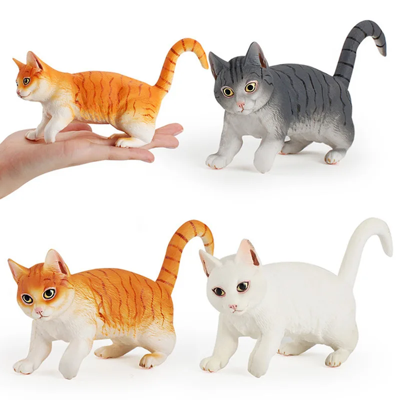 

Toys for Solid Animal Cat Model Orange Gray White Cat Large Wild Animal Pet Cat Ornaments Children's Toys Home Decoration