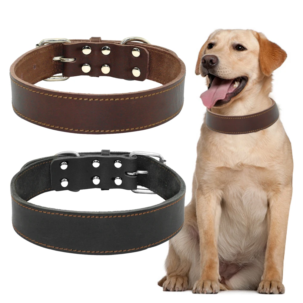 Genuine Leather Dog Pet Collar for Medium And Large Dogs Neck For 15 25