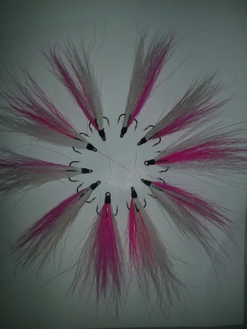 10pcs Bucktail Dressed Treble Hooks white/pink color Size 6 - AliExpress