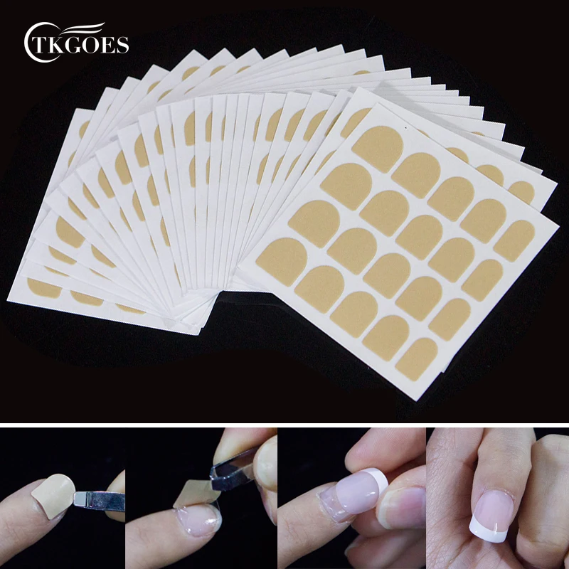 

TKGOES 20 sheets Clear False Nail Tips Double Side Adhesive Glue Sticky Tape Transparent Sticker Sticky Tape For Nail Art Tools