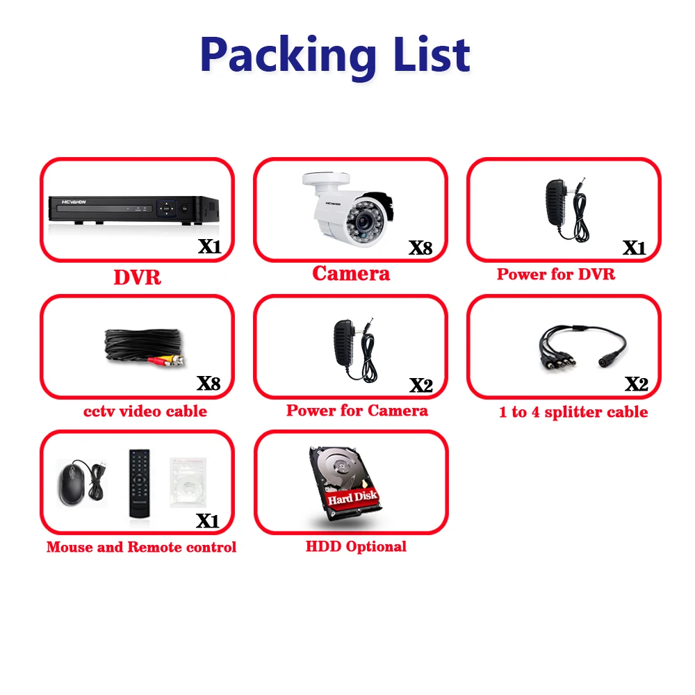 Камера Наружного видеонаблюдения 8 каналов 1080P HDMI 720 TVL|camera set|8 channel cctvdvr kit |