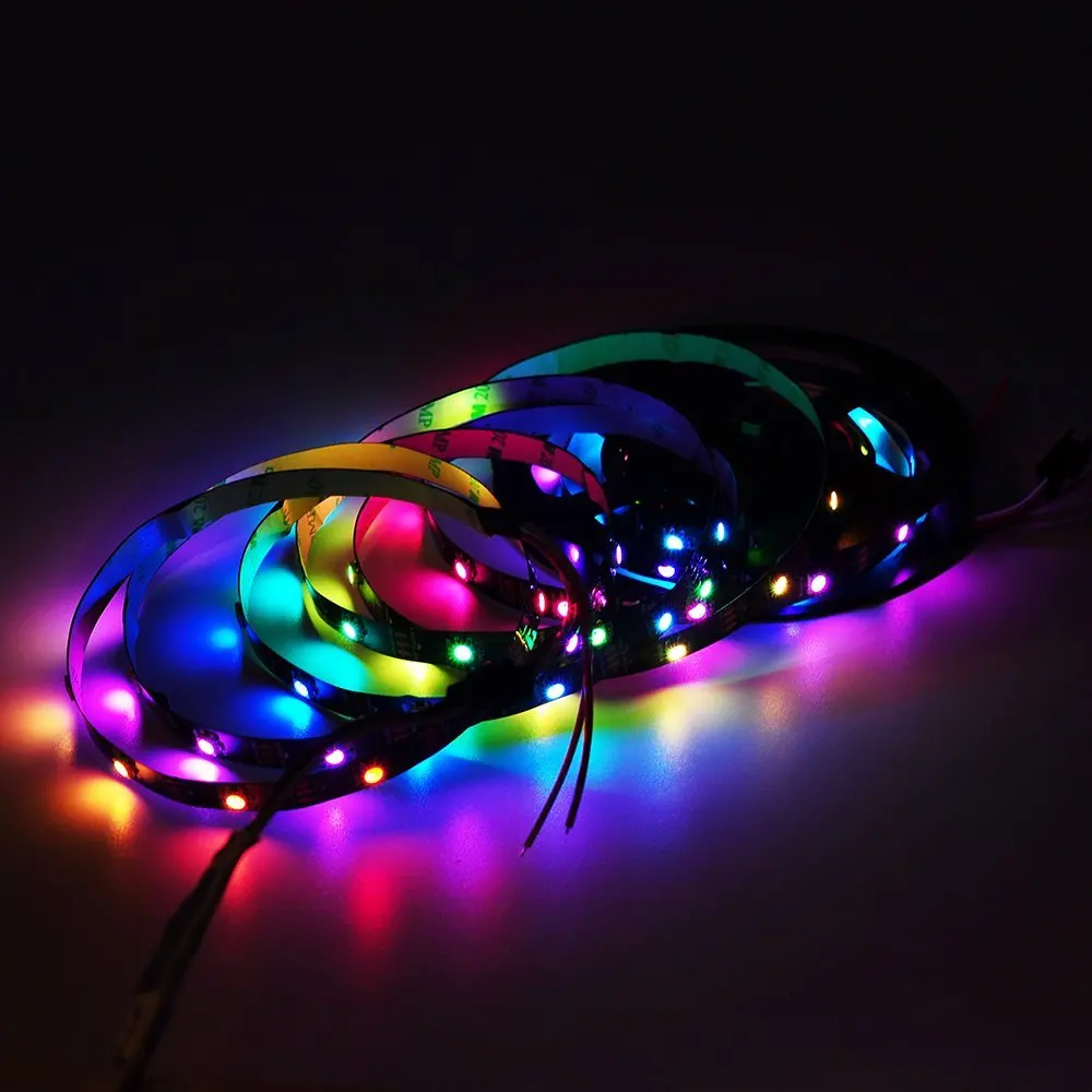 12В программируемая Адресуемая ws2811 Светодиодная лента 5050 SMD полноцветная RGB