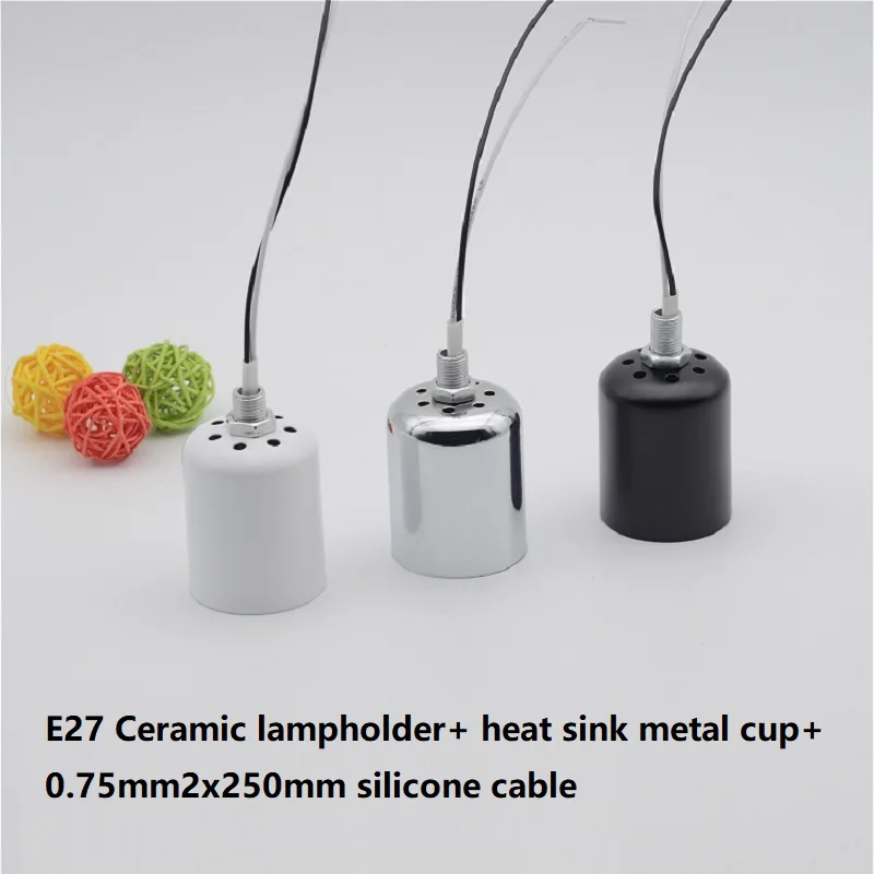 6A 250 V max.1000W E27 головки винта керамический патрон с воздушным охлаждением металлические чашки и силиконовый кабель устойчивость к воздействию высоких температур