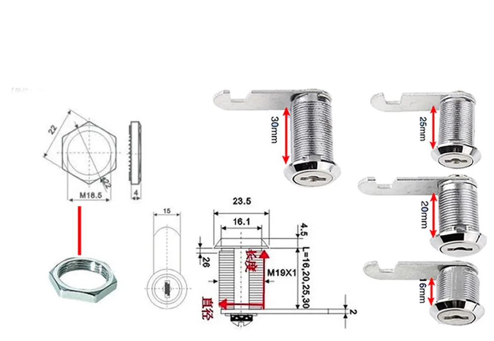 New Universal Safe Cam Cylinder Locks Tool Box File Cabinet Desk