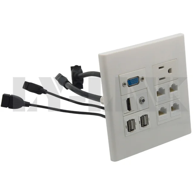 120 X 120mm Face Plate Vga Hdmi 3 5mm Audio Usb Rj45 Cat5