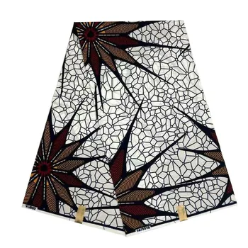 

2019 new cotton fabric African wax veritable ankara Printed in fabric block wax ankara 6yards hot sale for african woman V-L 554