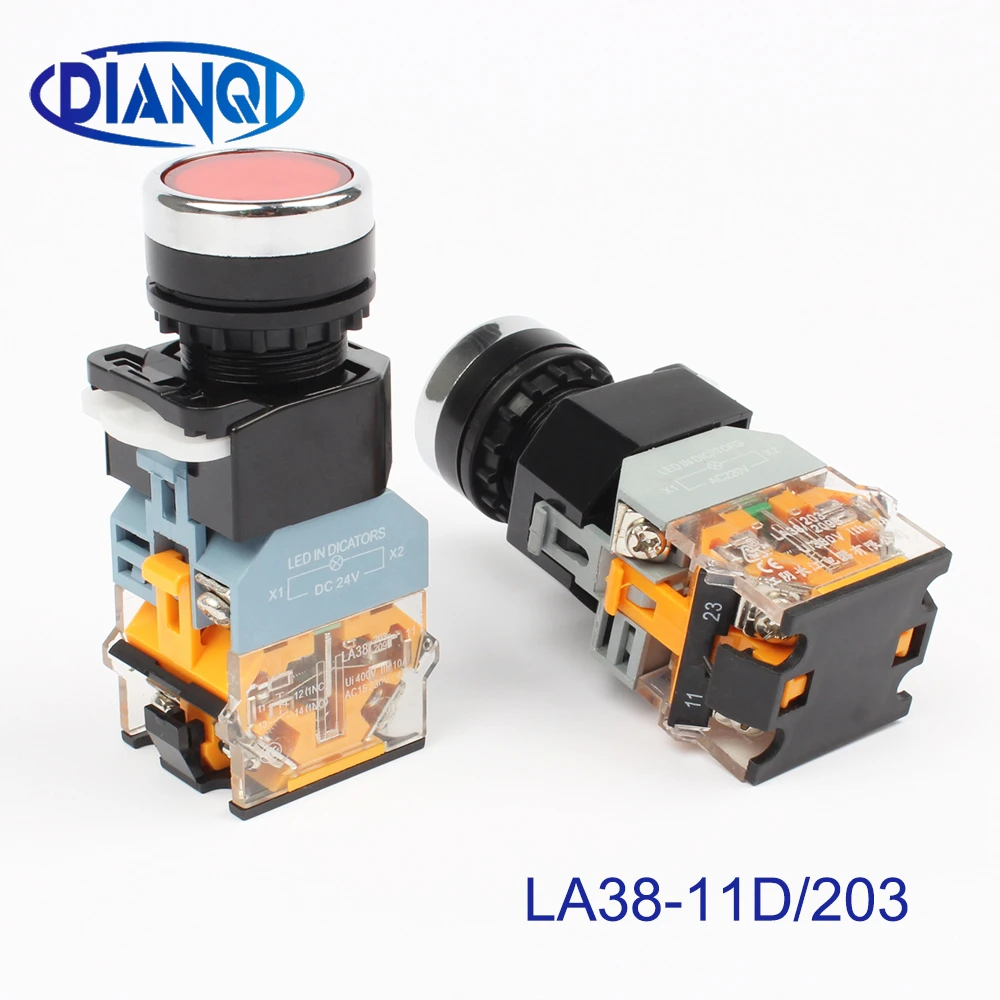 La3811d/203 Contact Push Button Switch With Led Indicator Light On/off