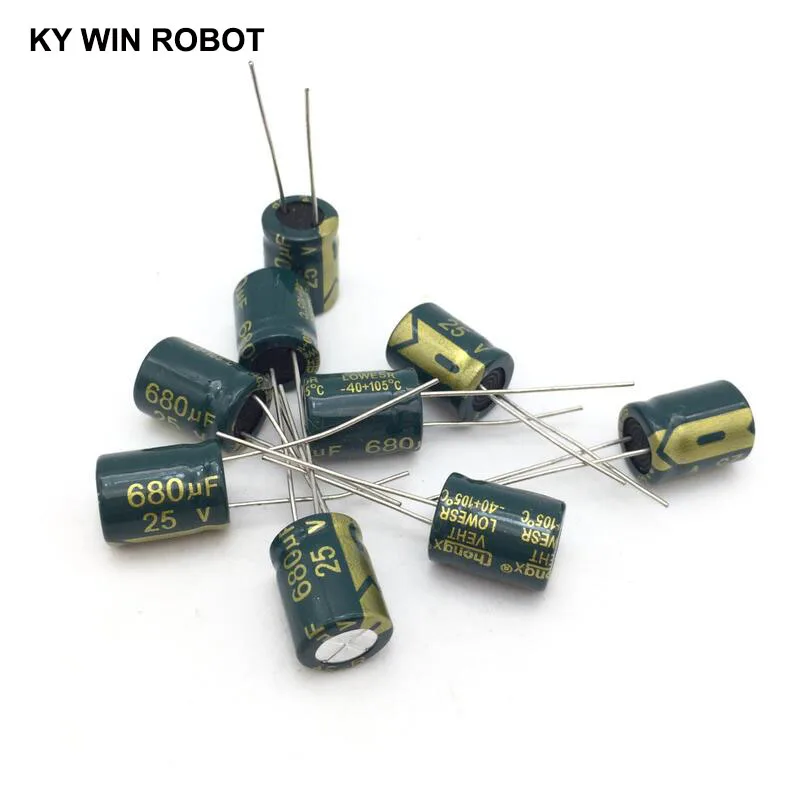 10 pcs Aluminum electrolytic capacitor 680 uF 25 V 10 * 13 mm frekuensi tinggi Radial Electrolytic kapasitor electrolytic capacitor aluminum capacitor aluminum electrolytic capacitor