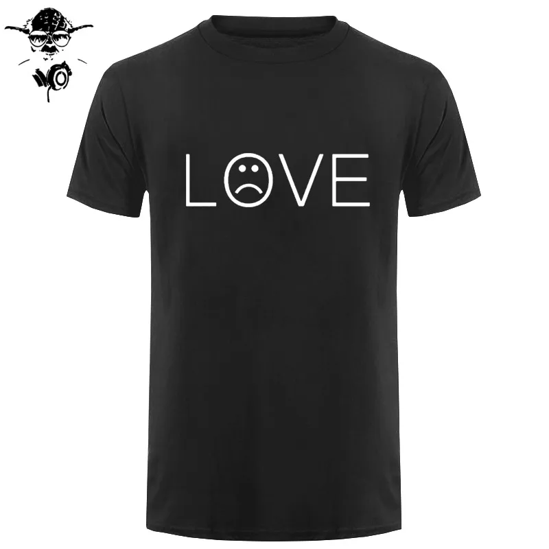 

LOVE T-shirt Men Sad Boy Casual Shirt Hip Hop Rapper Tee Sad Face Cotton Tshirts Summer Tops Homme