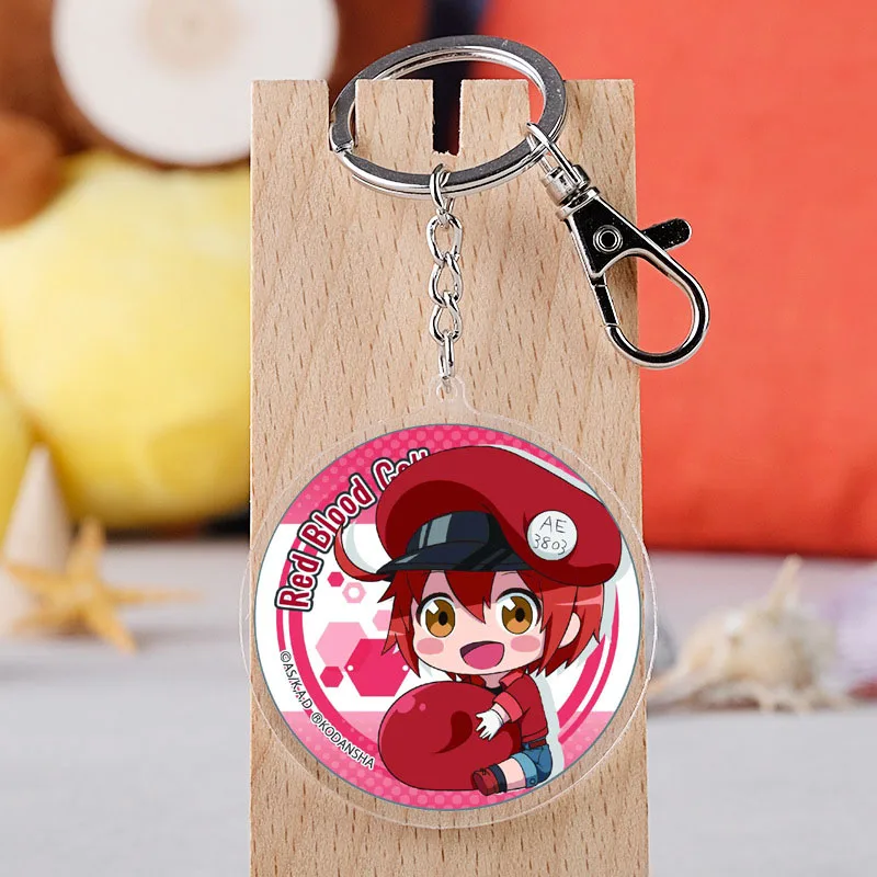 

Anime Cell At Work Keychain Cartoon Figure Acrylic Key Ring Gifts for Kids and Friends