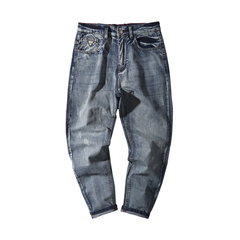 

Loose Stretched Ripped jeans men Harem Loose Fit Denim Trousers Middle Waist Pencil Pants 2019 Spring Autumn New Fashion