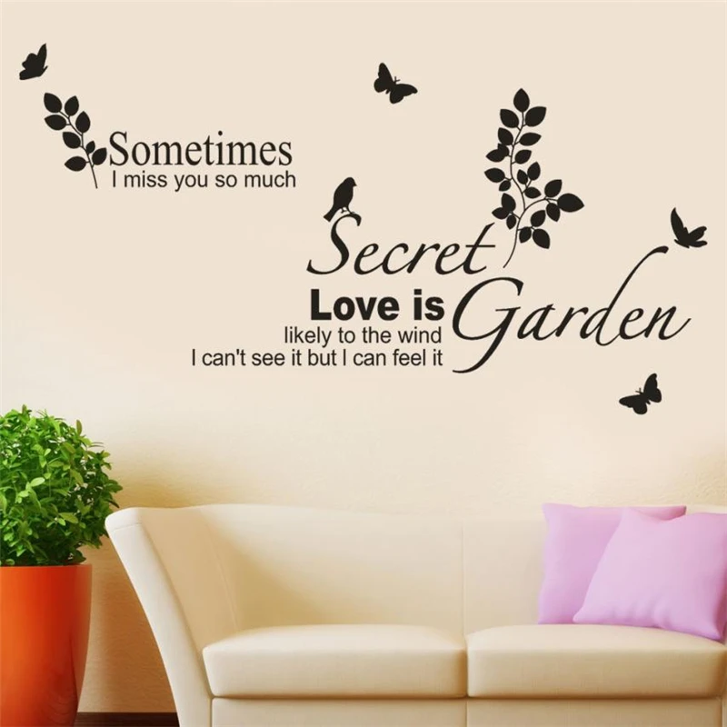 SOMETIMES  SECRET LOVE IS GARDEN Removable Art Vinyl Mural Wall Stickers Waterproof Resistant Non-toxic Home Decor C0313#30     01