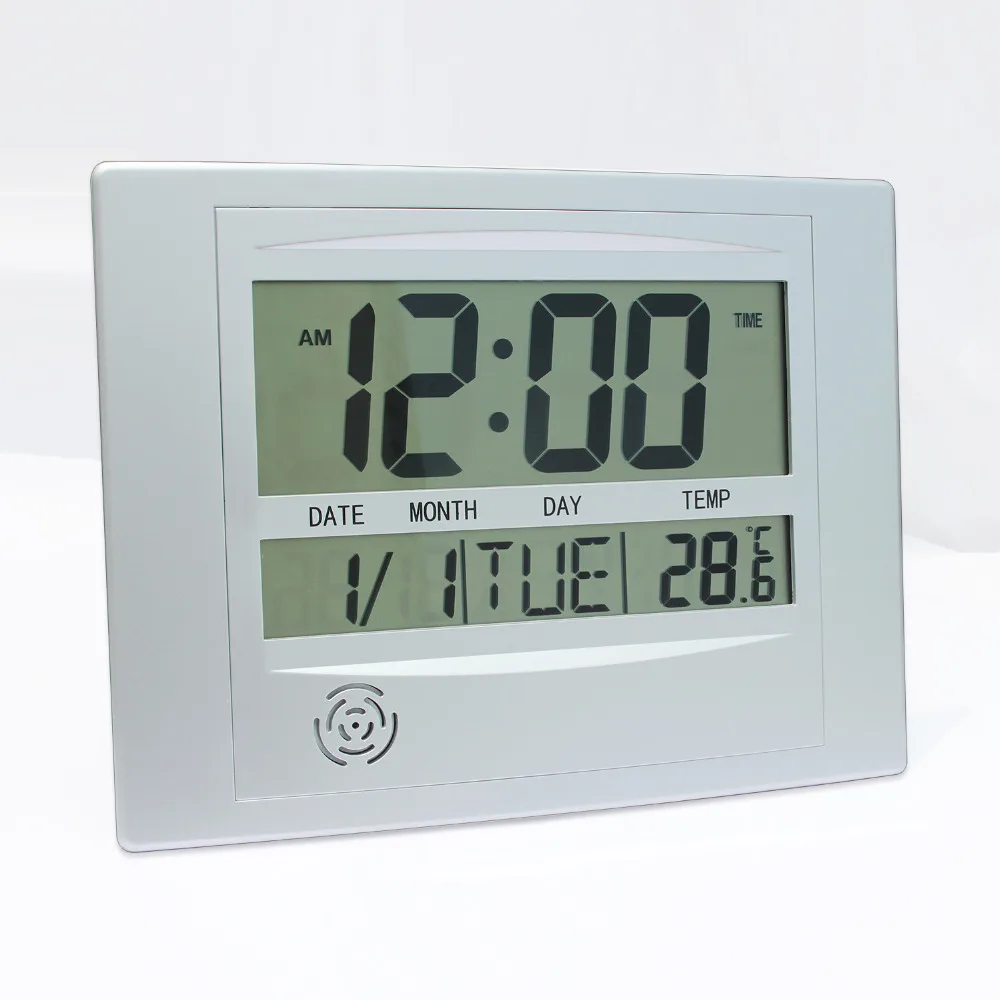 JIMEI H104 простые цифровые lcd настенные часы, настольные часы с сигнализацией Повтор температуры календарь время дата будний день для домашнего использования