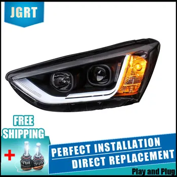 

2PCS LED Headlights For Hyundai ix45 2013-2014 Car Led Lights Double Xenon Lens Car Accessories Daytime Running Lights Fog Light