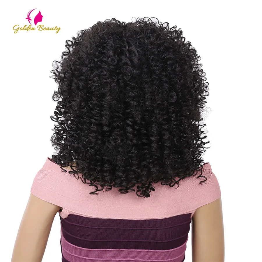 Золотая КРАСОТА 16 дюймов Длинные Черные Кудрявые кудрявые афропарики синтетические африканские волосы парики для женщин