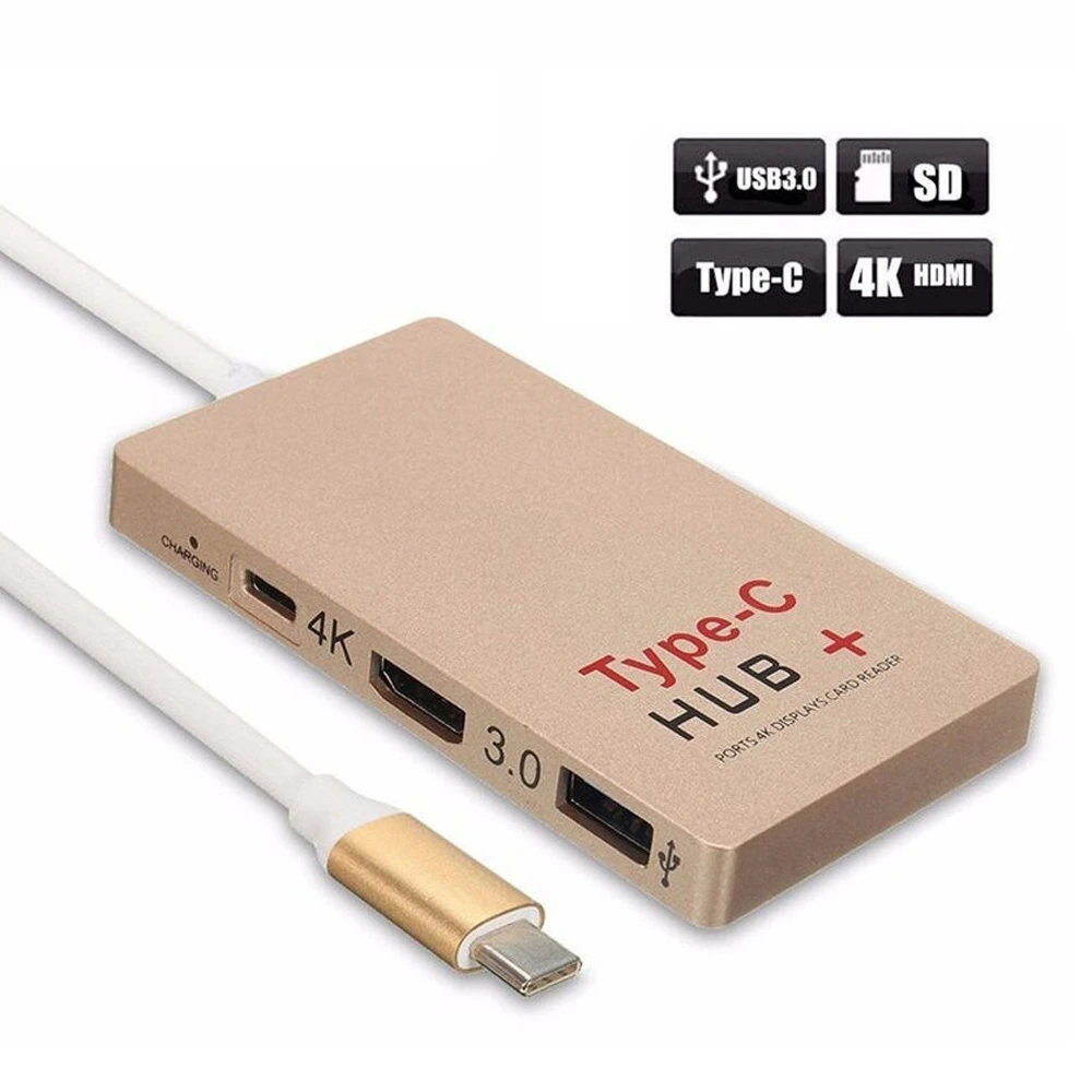 Discount 10pcs/lot 6 Ports USB 3.1 Type c HUB SD Card Reader U-Disk SD Card Reader 4K HDMI Type C Charger for Macbook Pro 5