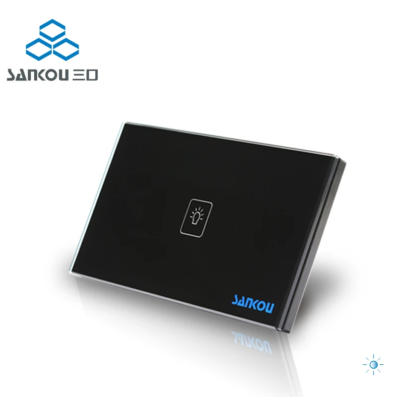 2016 SANKOU Manufacturer Black Glass Panel Dimmer Wall Switch US AU Standard Dimmer Light Touch Switches