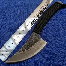PSRK Sharp Fixed blade Hunting Knife Handmade forged Tread Steel camping knife blade 57HRC leather handle survival Tactical tool psrk very sharp mini handmade forged damascus steel high quality steel hunting knife edc tools with excellent leather sheat