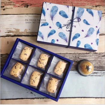 

22x15x5cm Blue cake Box dessert macarons boxes pastry packaging boxes 50 pieces/lot