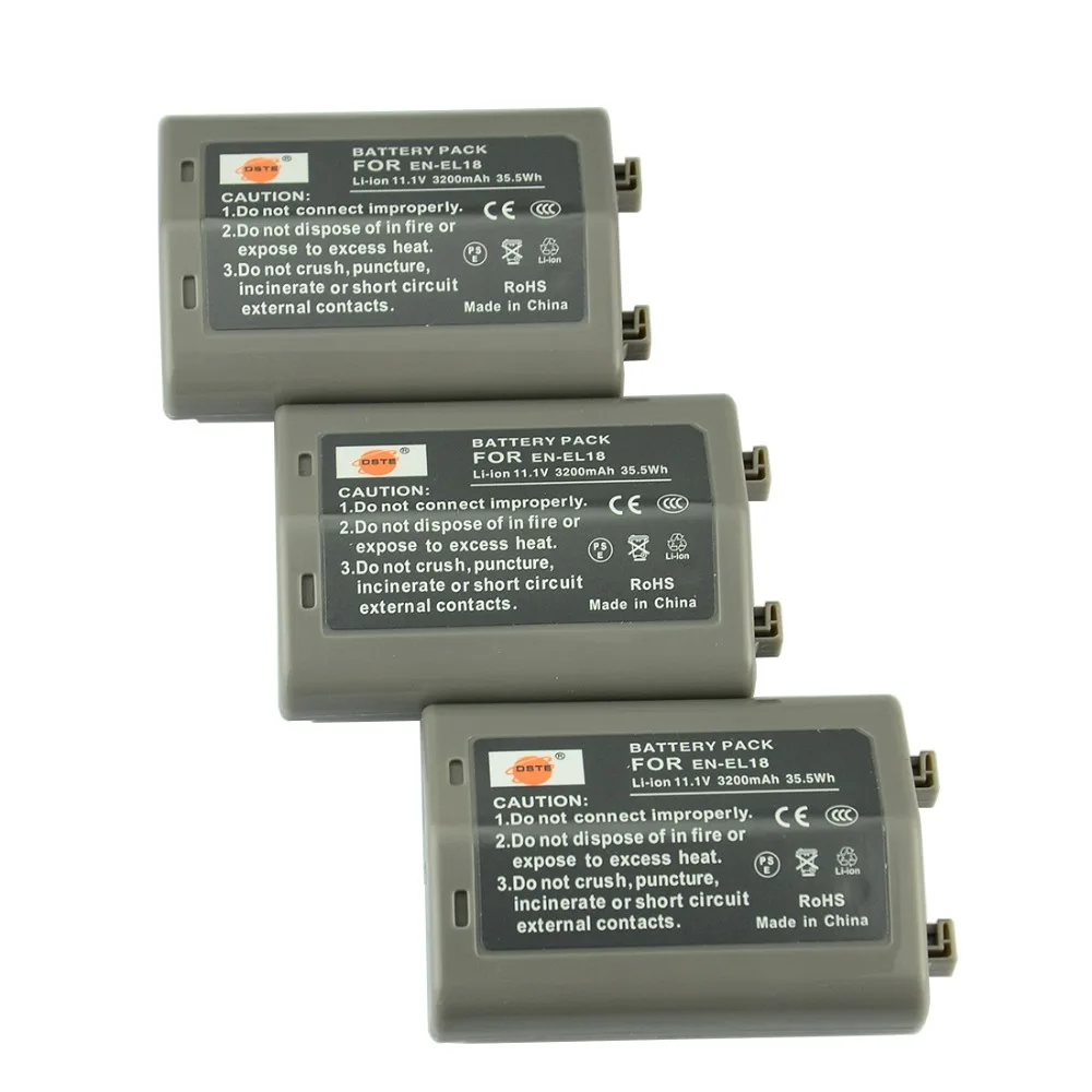 DSTE 3PCS EN EL18 Rechargeable Li ion Battery for Nikon D4 D5 Camerain