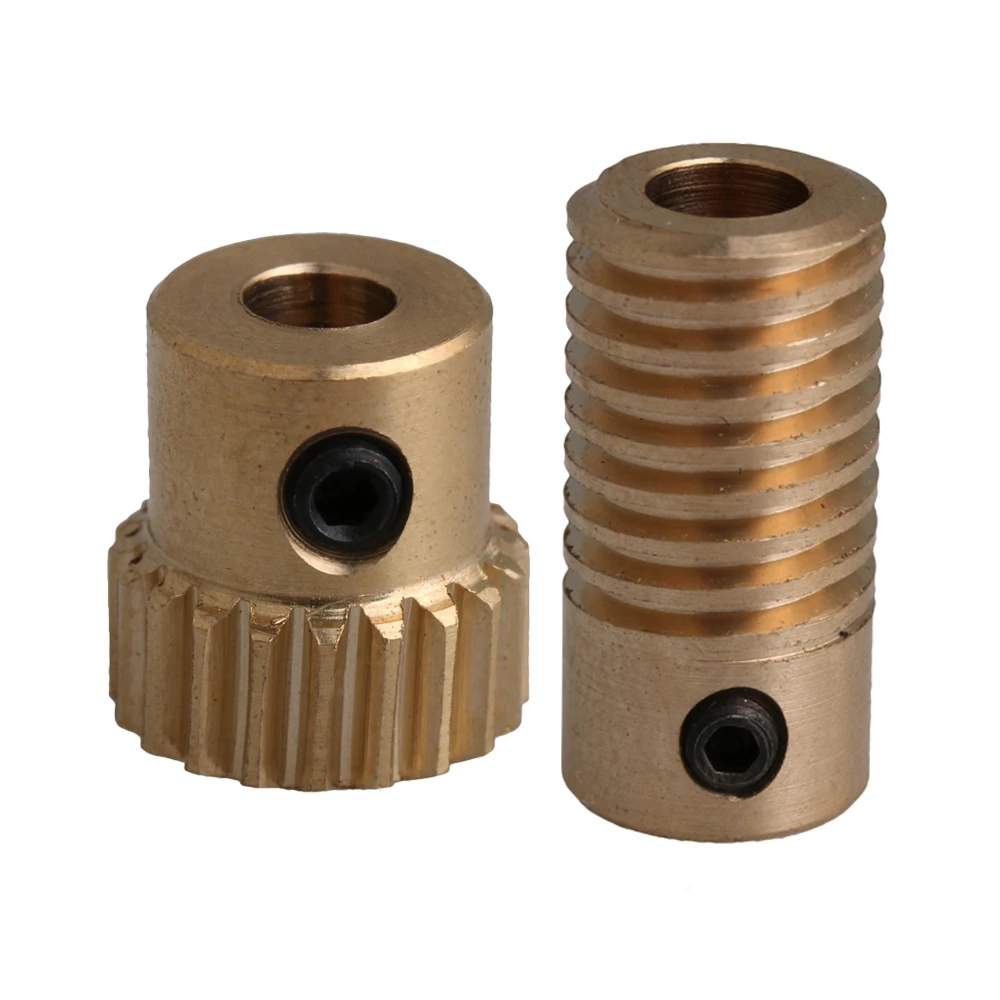 CNBTR 0.5 Modulus Brass Worm Wheel & Worm Gear Shaft Set with 20 Teeth