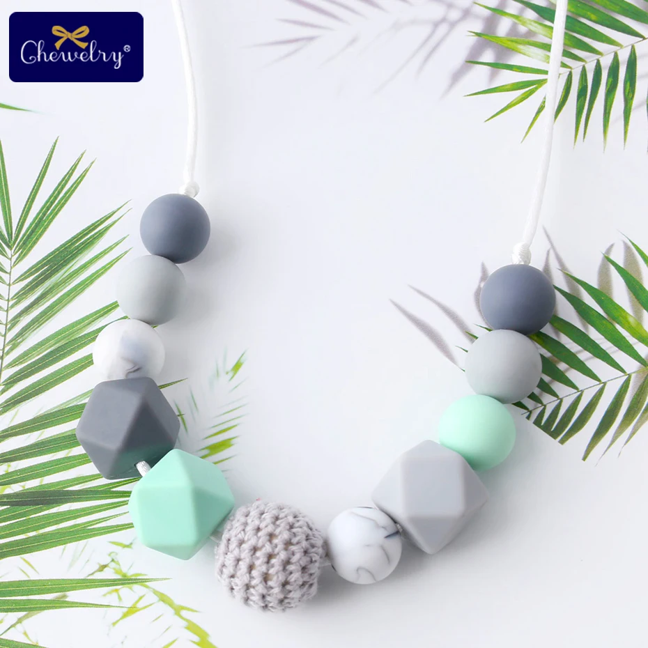 

1pc Baby Teething Necklace Silicone Beads Teether Food Grade Perle Silicone Dentition Nurse Wooden Beads Teether Children'S Good