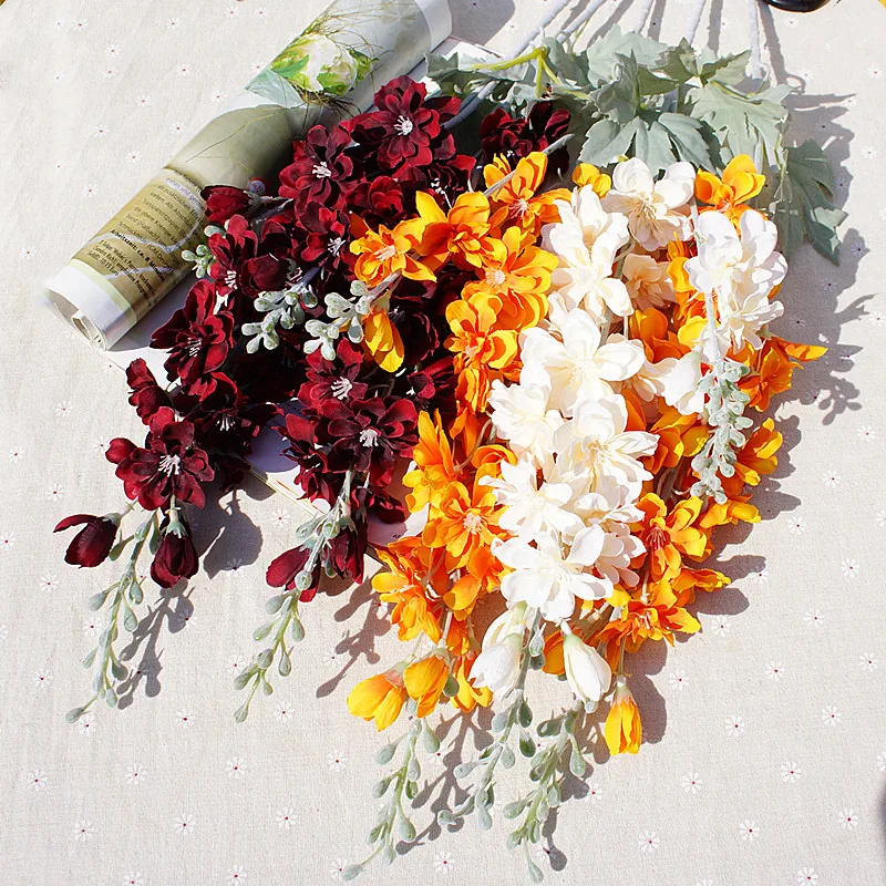 Новые длинные шелковые цветы Искусственные цветы Свадебные вечерние украшения Флорес Флер искусственные цветы