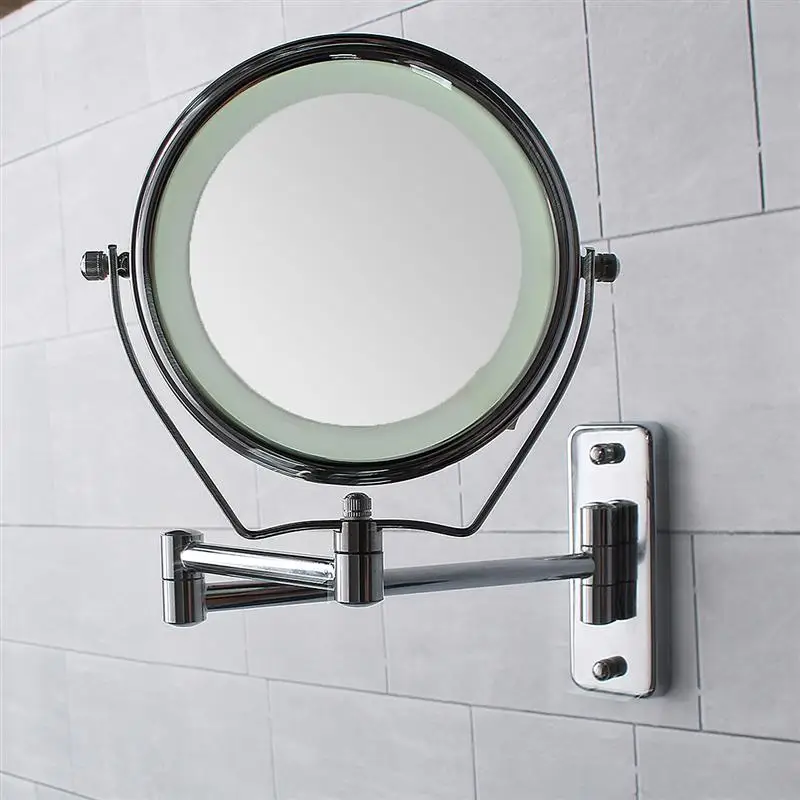 6 дюймов двухсторонняя светодиодная подсветка увеличительное зеркало для ванной для бритья зеркала для душа 7x Макияж косметическое зеркало настенное крепление со светом