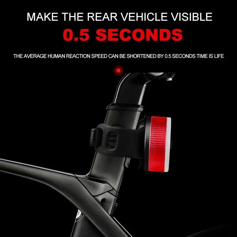 Discount Bicycle Intelligent Sensor Taillight Round Shape USB Rechargeable Warning Light for Night Riding 1