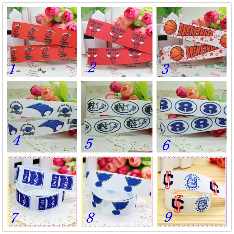 

7/8'' Free shipping basketball printed grosgrain ribbon hairbow headwear party decoration diy wholesale OEM 22mm D418