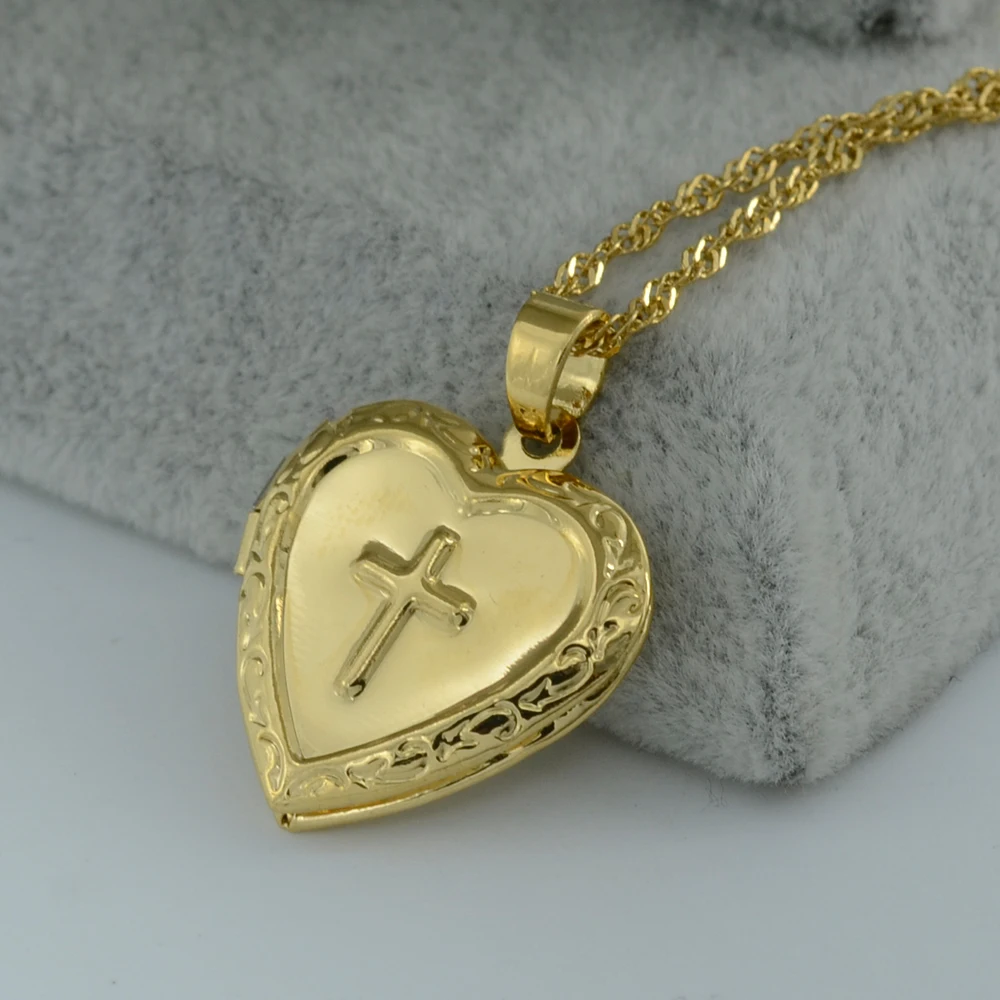 Real Charm Latin Cross Heart Necklaces 