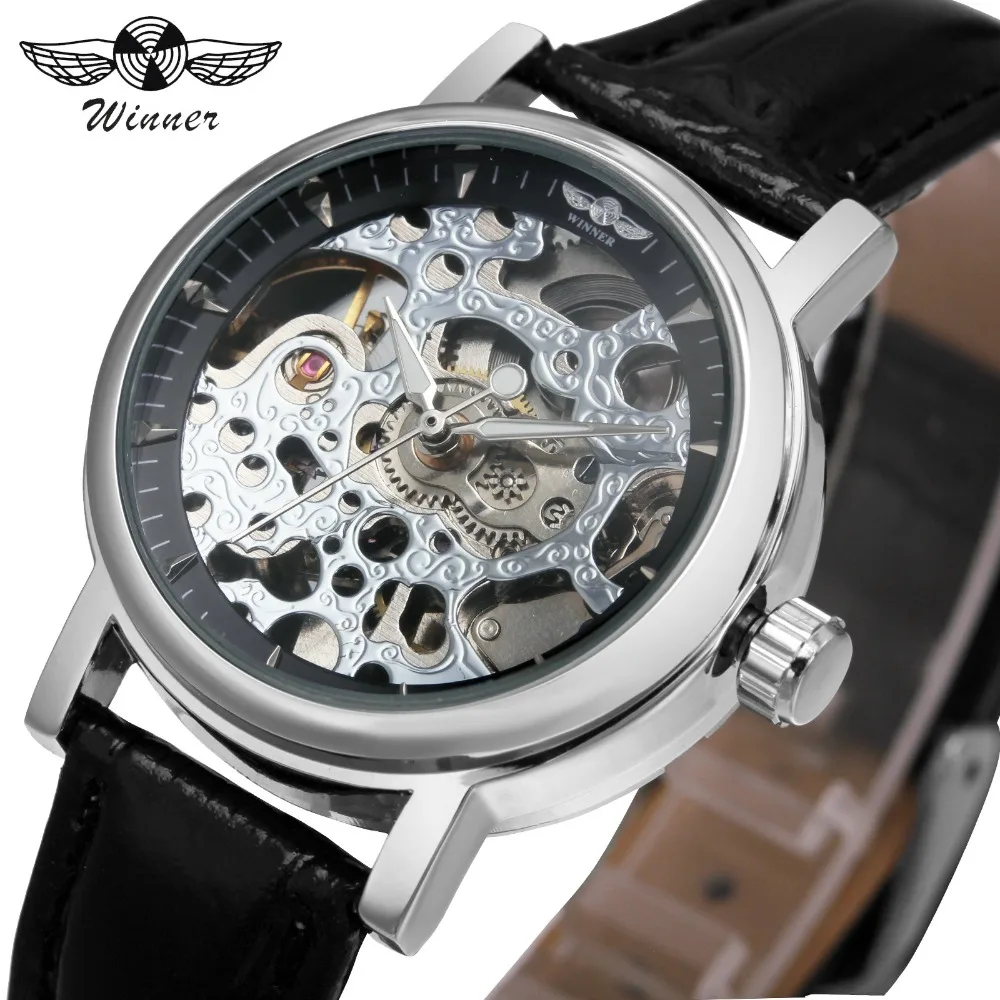 WINNER Luxury Brand Women Mechanical Watch Leather Strap White Skeleton Retro Dress Self-wind Business Wristwatch + GIFT BOX WINNER Luxury Brand Women Mechanical Watch Leather Strap White Skeleton Retro Dress Self-wind Business Wristwatch + GIFT BOX