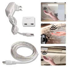 5M ręczny czujnik światło led taśma ściemniająca 2835 wodoodporna elastyczna lampa neonowa taśma z diodami taśma led ciepły biały DC 12V Adapter