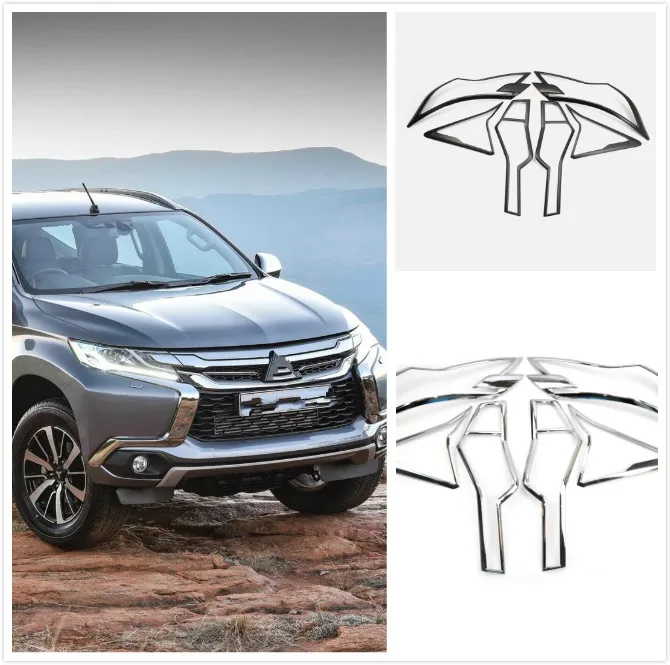 

For Mitsubishi Pajero Sport Challenger Montero 2016 17 2018 Auto accessories Car styling Front & Rear Light Decoration Cover 6*