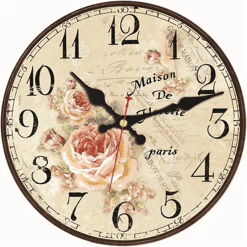 Розовые дизайнерские круглые часы для домашнего декора, бесшумные настенные часы для кафе, офиса, кухни, винтажные большие настенные часы, художественные без звука - Цвет: Beige