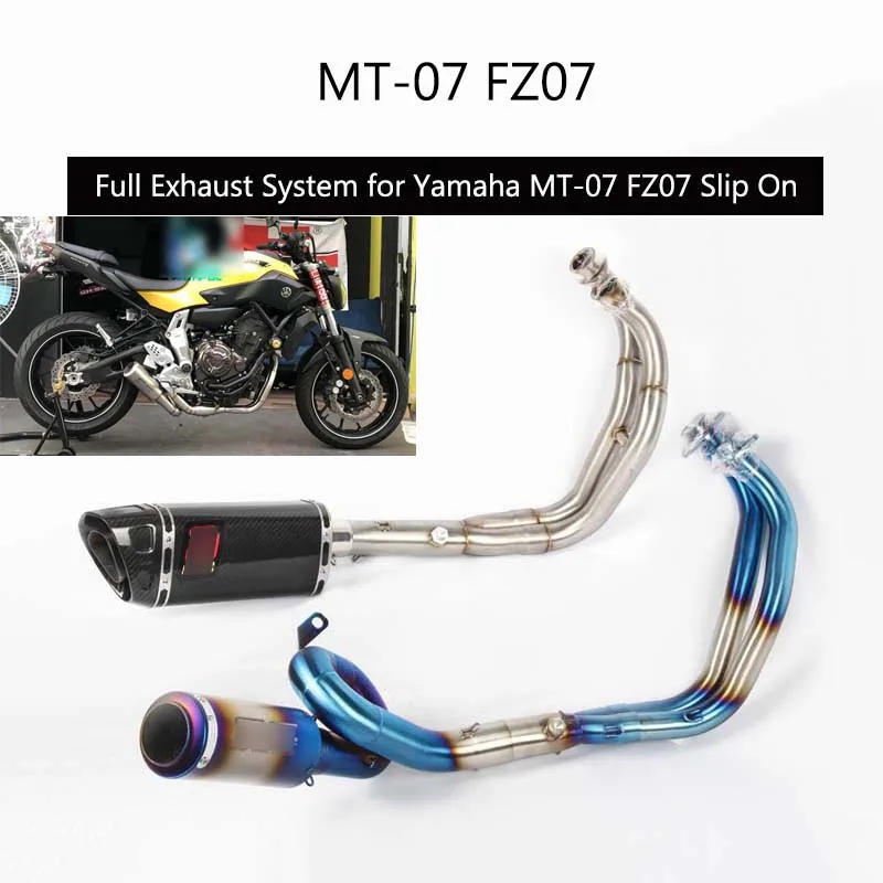 

( Complete Exhaust System ) For Yamaha MT-07 FZ07 Exhaust Pipe Slip On Motorcycle Header Mid Tail Pipe 51 mm Escape No DB Killer