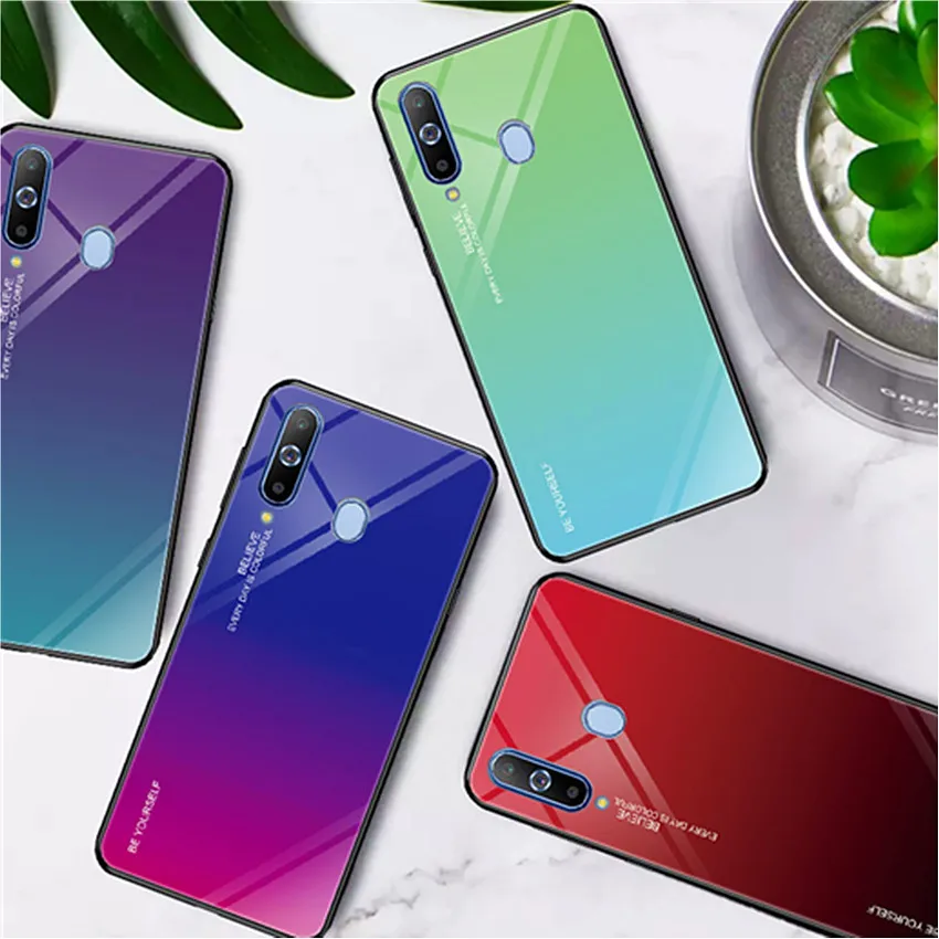 

For Samsung Galaxy A7 2018 Case A5 2017 A7 A9 A6 A8 Plus 2018 Luxury Gradient Tempered Glass Silicone Cover For Samsung A750