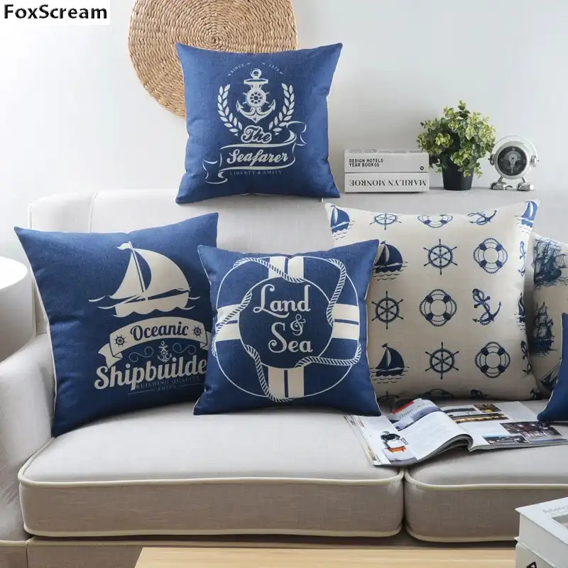 Cheap Nautical Sea Pillow Cover Coastal Decorative Throw Pillow