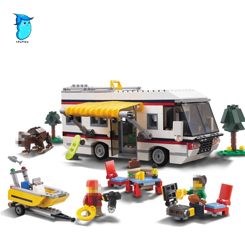

StZhou 3117 792pcs Vacation Getaways Camper Summer Home Architect 3 In 1 decool Building Block Compatible Brick Toy