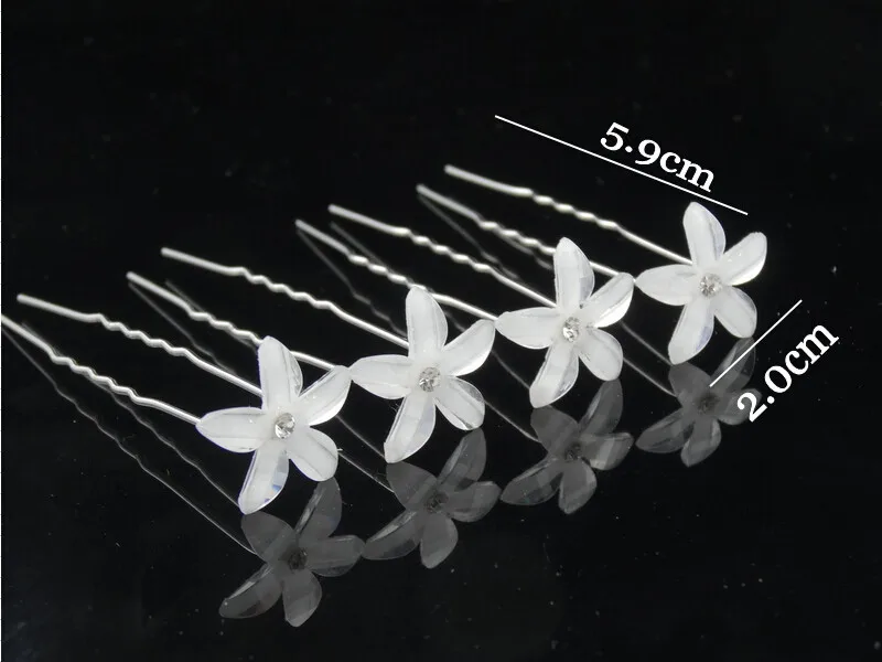 Wholesale 200pcs/lot New White Flower Crystal Rhinestone Hair Pins Elegant Wedding Bridal Party Prom Hairpins Hair Accessories